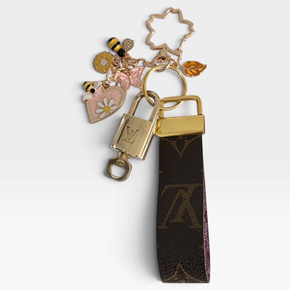 Louis Vuitton Lock & Key #305 w/a Monogram Canvas Loop & Mixed Charms Keychain